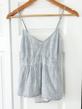 Abercrombie & Fitch Blue Striped Tie-Back Peplum Cami Top Size Small